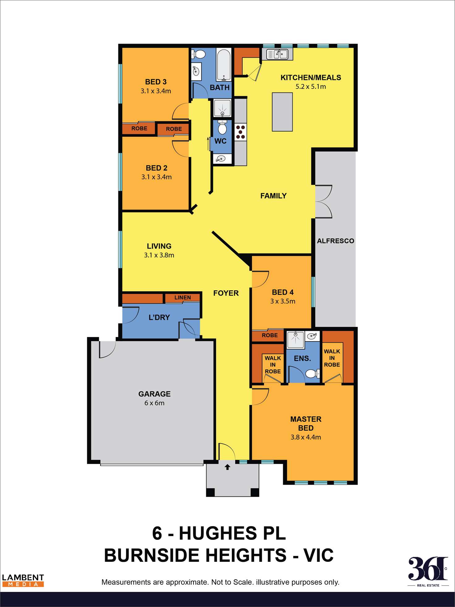 Floorplan of Homely house listing, 6 HUGHES PLACE, Burnside Heights VIC 3023