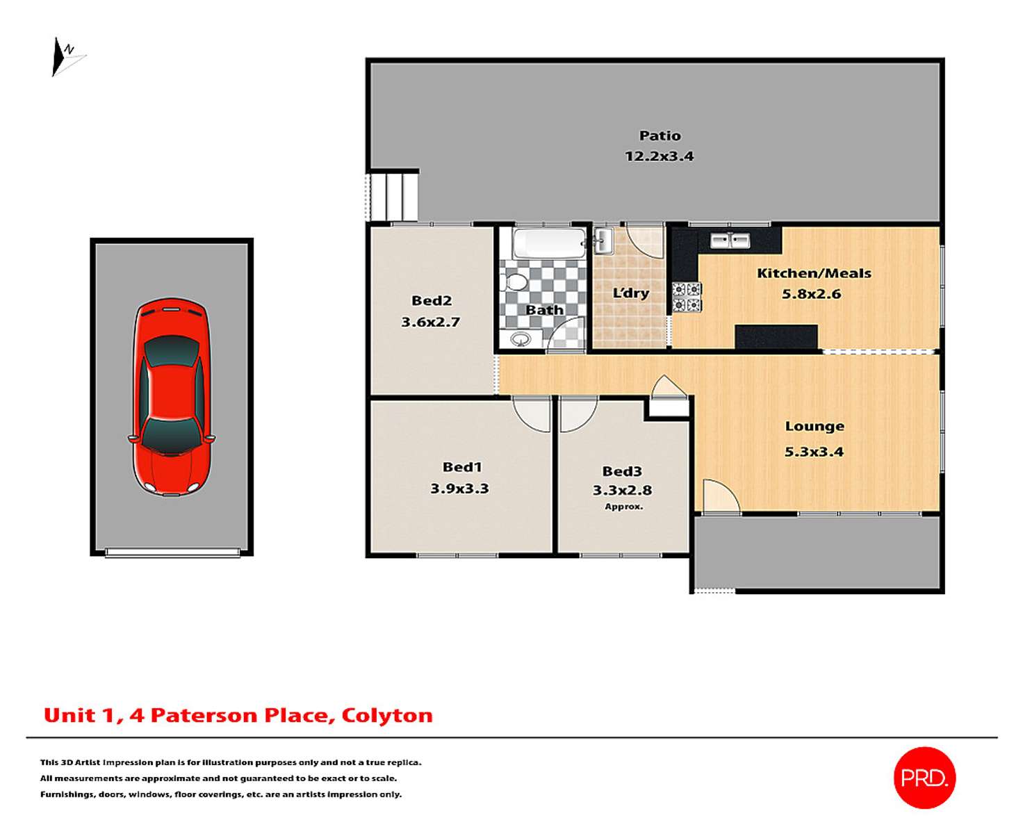 Floorplan of Homely semiDetached listing, 1/4 Paterson Place, Colyton NSW 2760
