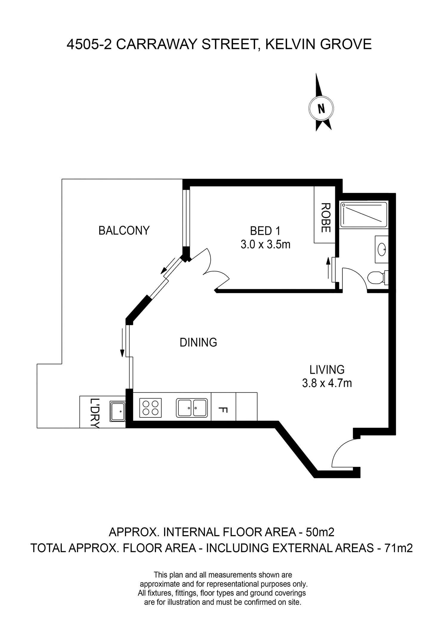 Floorplan of Homely unit listing, 4505/2 Carraway Street, Kelvin Grove QLD 4059