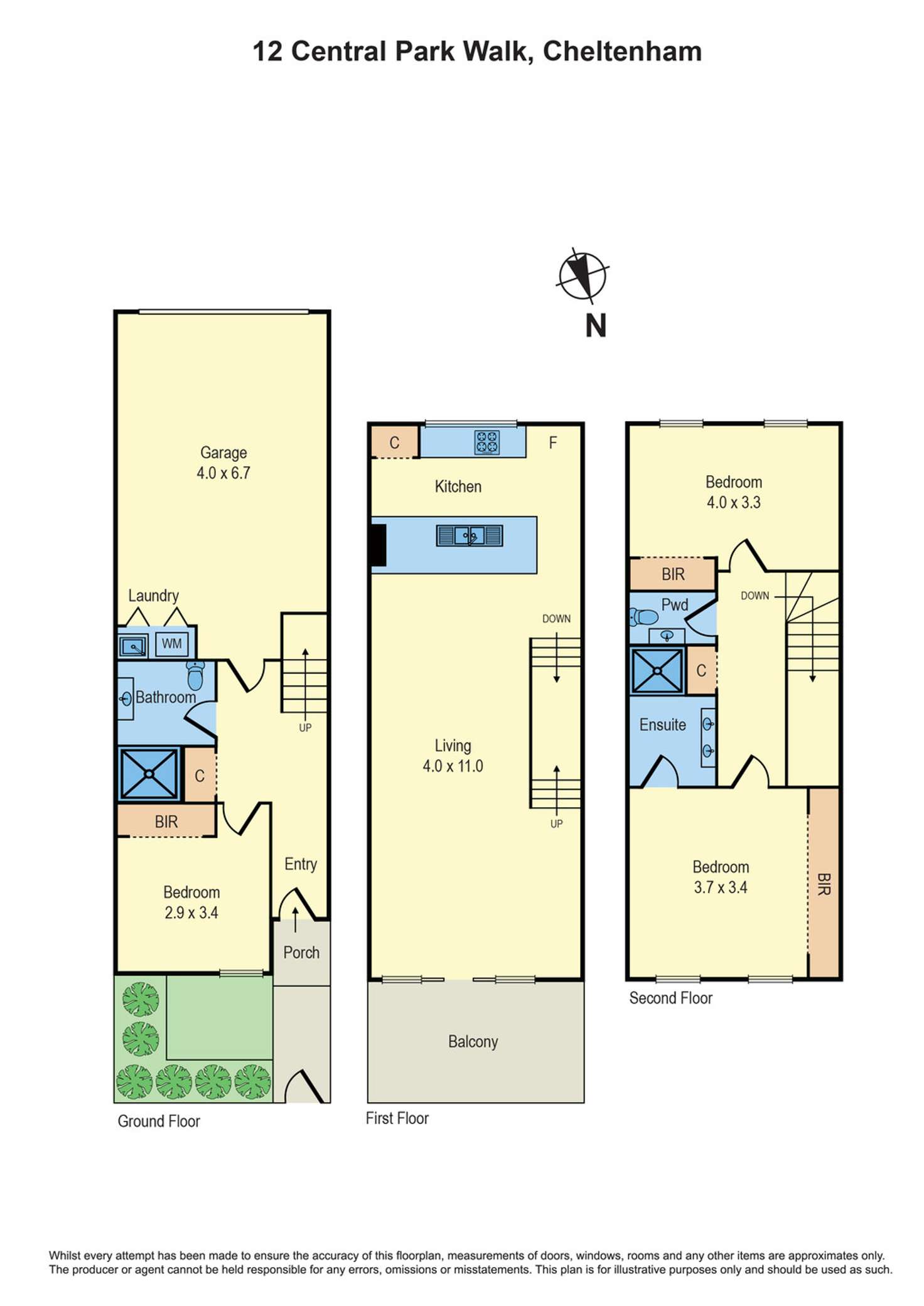 Floorplan of Homely townhouse listing, 12 Central Park Walk, Cheltenham VIC 3192