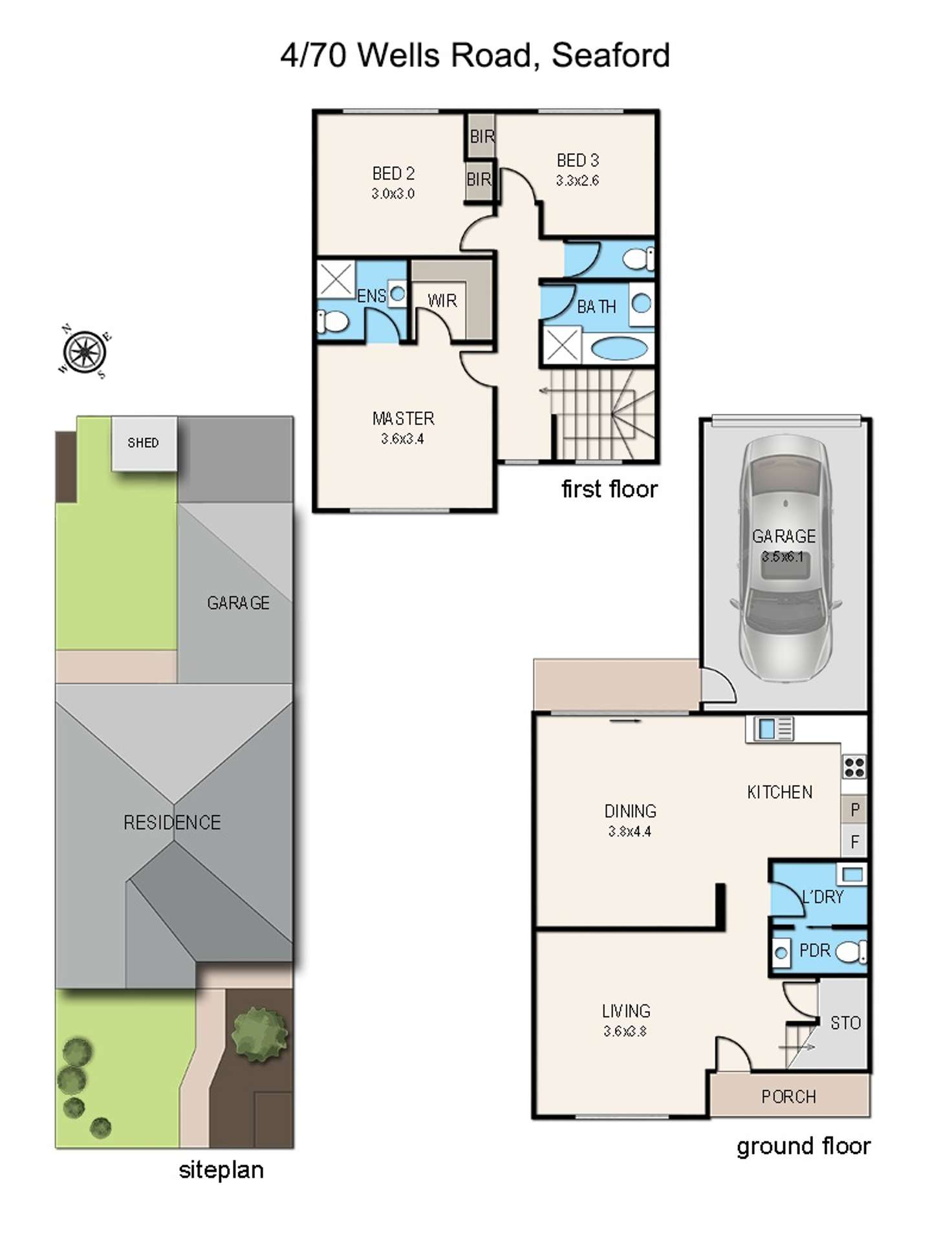 Floorplan of Homely townhouse listing, 4/70 Wells Road, Seaford VIC 3198