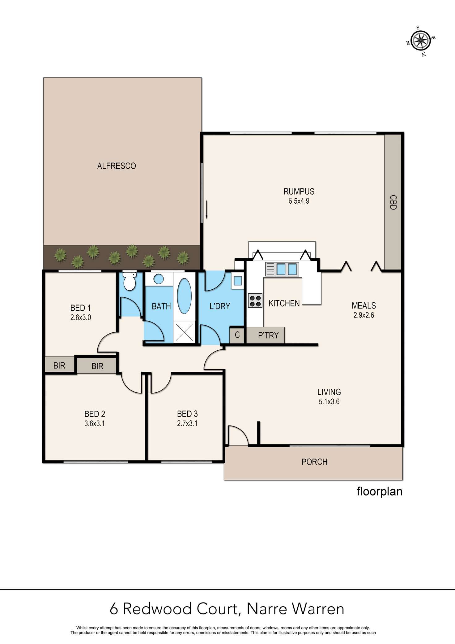 Floorplan of Homely house listing, 6 Redwood Court, Narre Warren VIC 3805