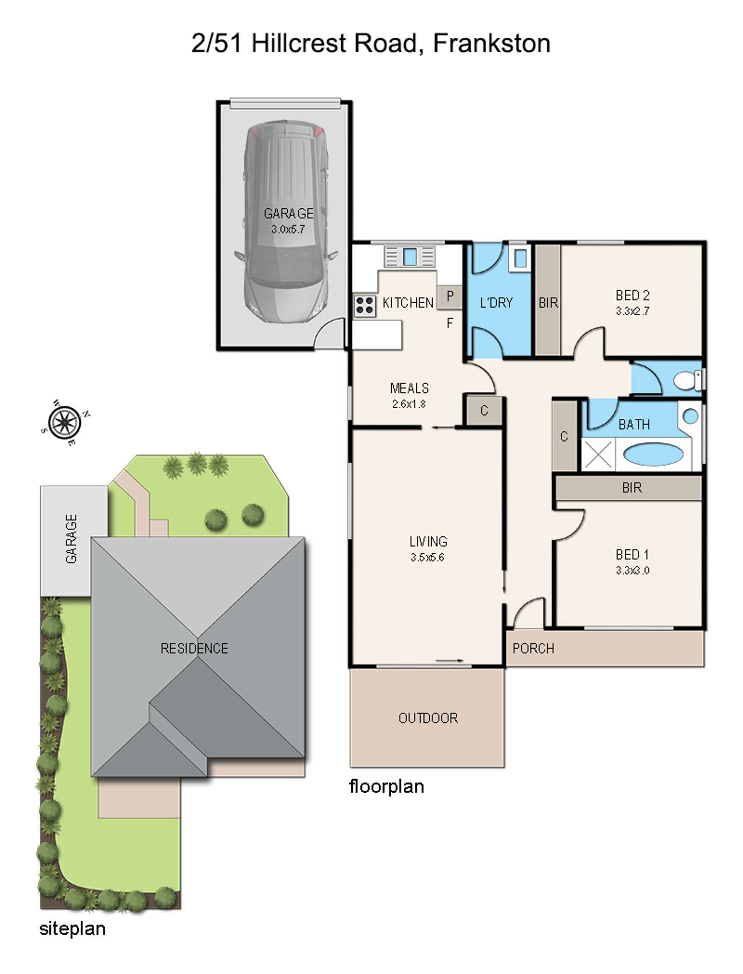 Floorplan of Homely unit listing, 2/49-51 Hillcrest Road, Frankston VIC 3199