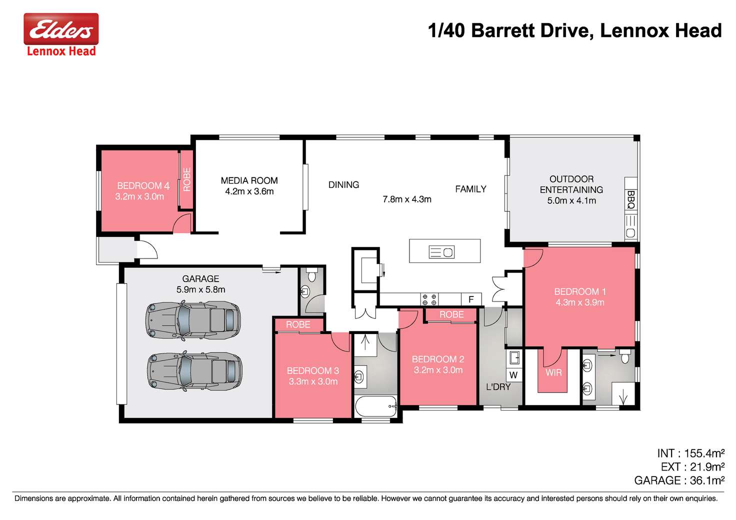 Floorplan of Homely semiDetached listing, 1/40 Barrett Drive, Lennox Head NSW 2478