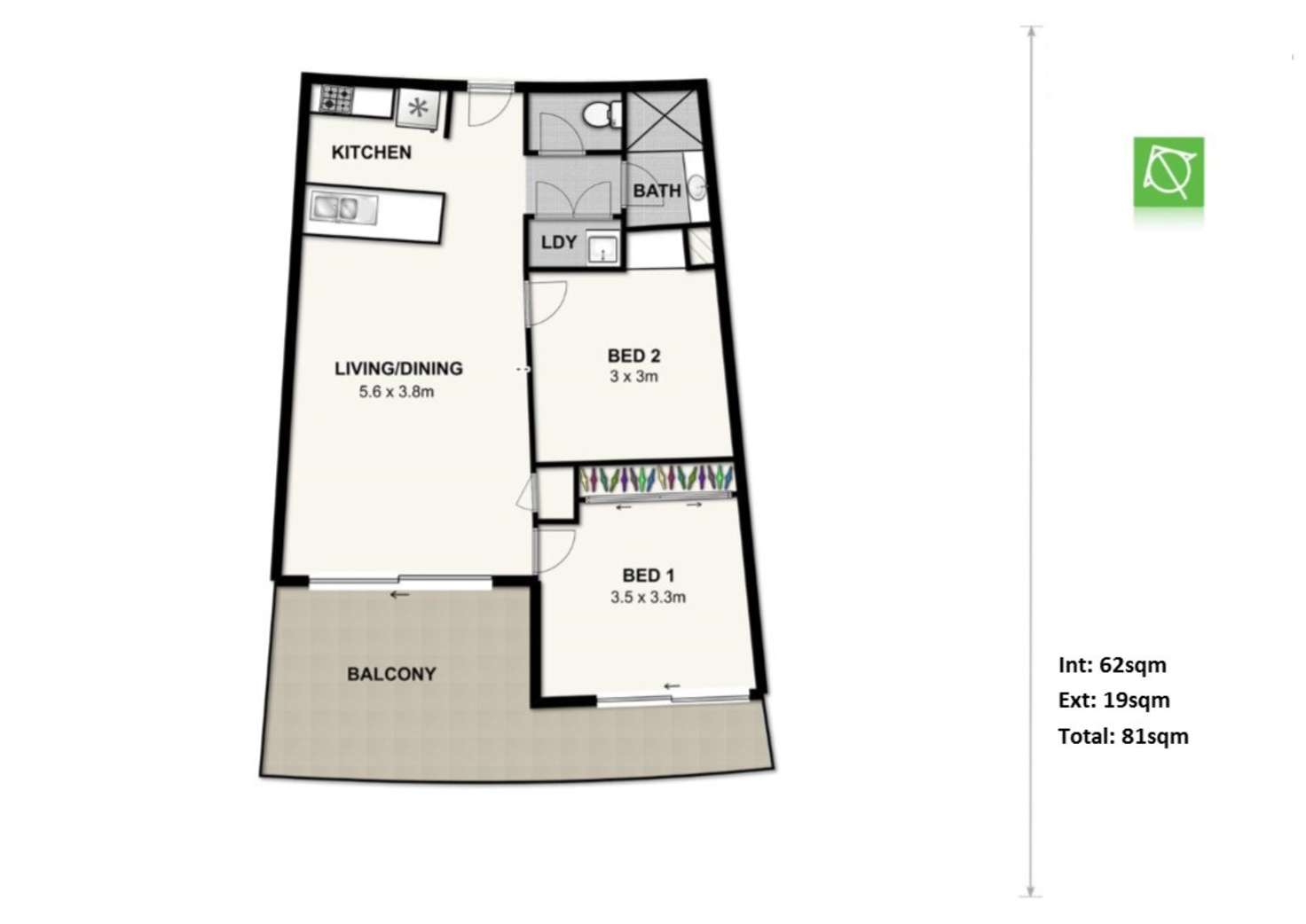 Floorplan of Homely apartment listing, 225/82 Boundary Street, Brisbane City QLD 4000