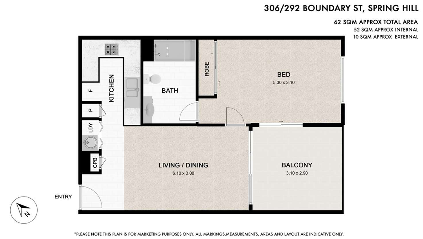 Floorplan of Homely apartment listing, 306/292 Boundary Street, Spring Hill QLD 4000