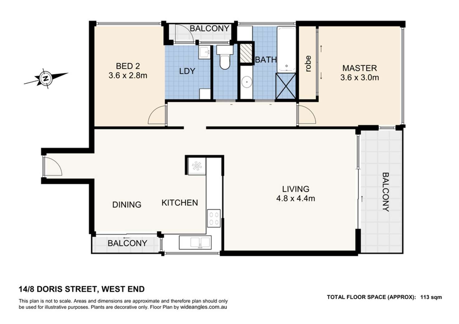 Floorplan of Homely apartment listing, 14/8 Doris Street, West End QLD 4101