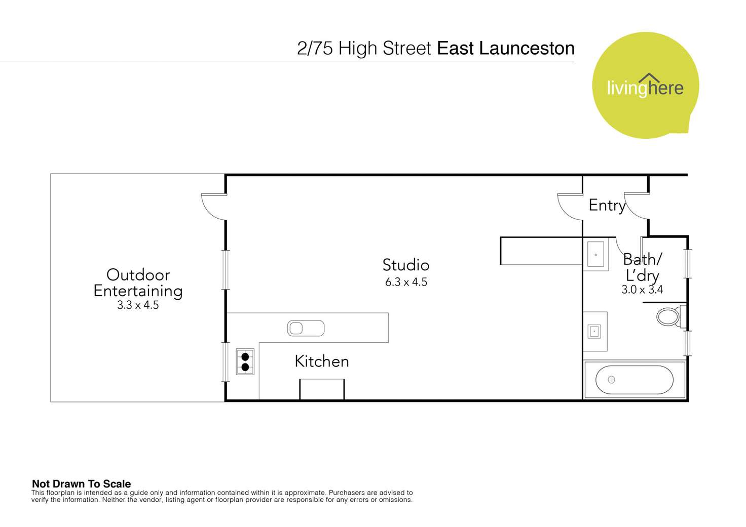 Floorplan of Homely studio listing, 2/75 High Street, East Launceston TAS 7250