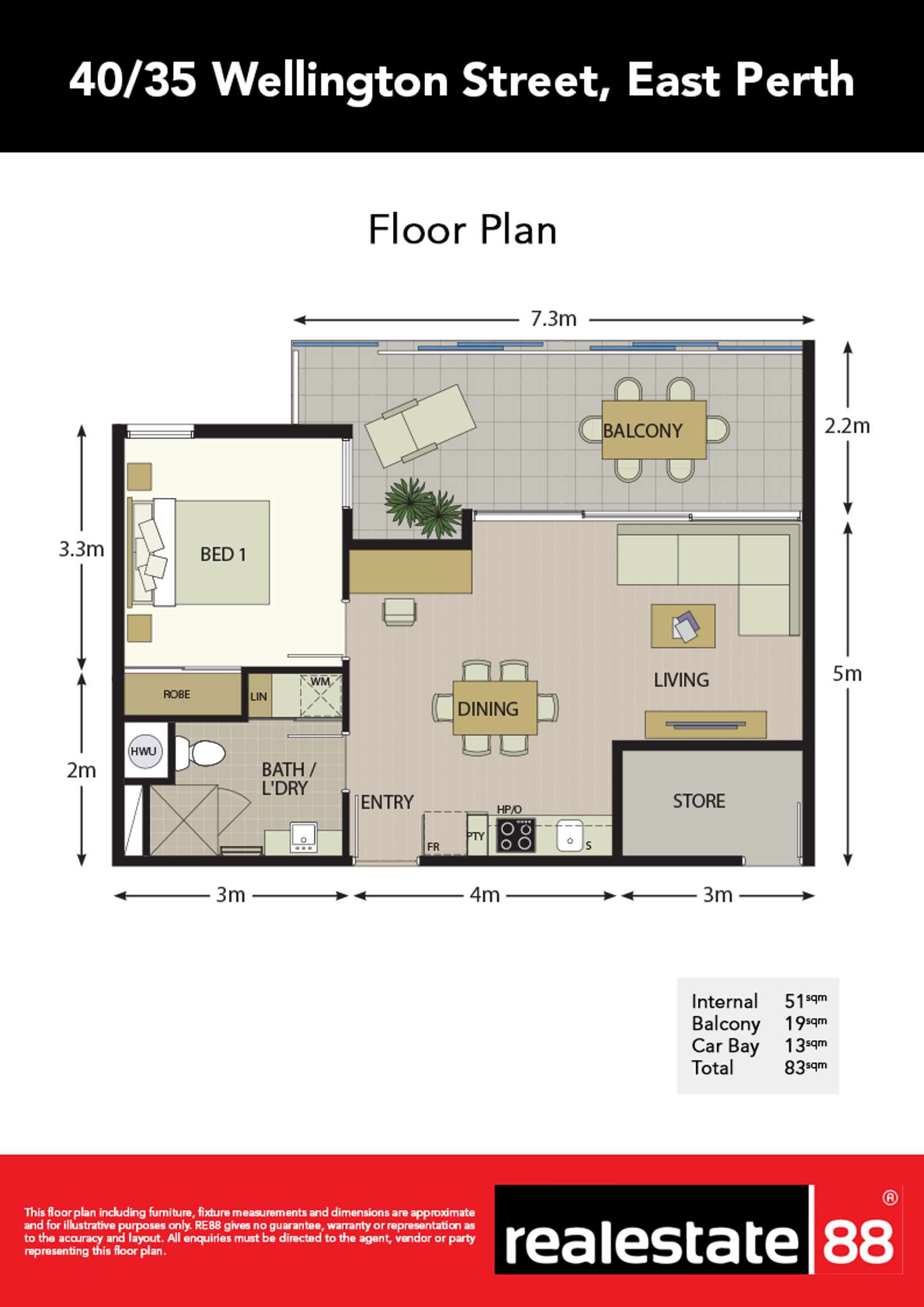 Floorplan of Homely apartment listing, 40/35 Wellington Street, East Perth WA 6004