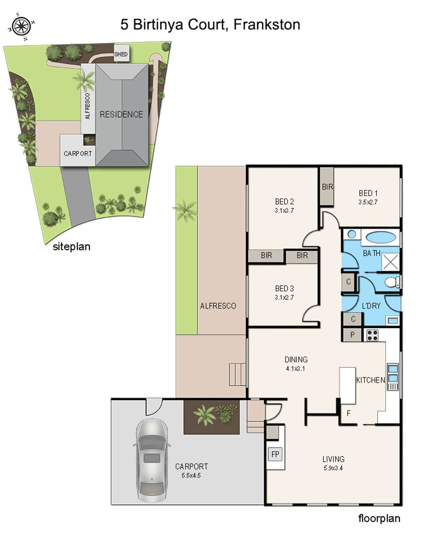 Floorplan of Homely house listing, 5 Birtinya Court, Frankston VIC 3199