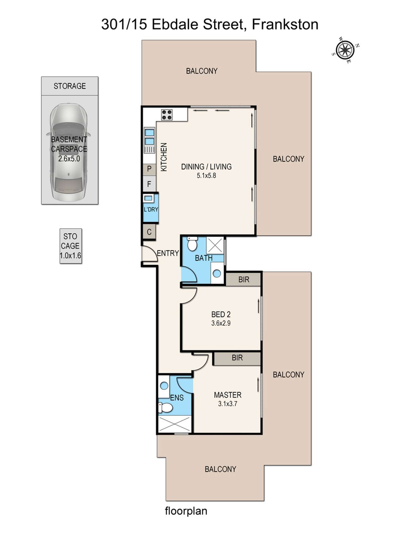 Floorplan of Homely apartment listing, 301/15 Ebdale Street, Frankston VIC 3199