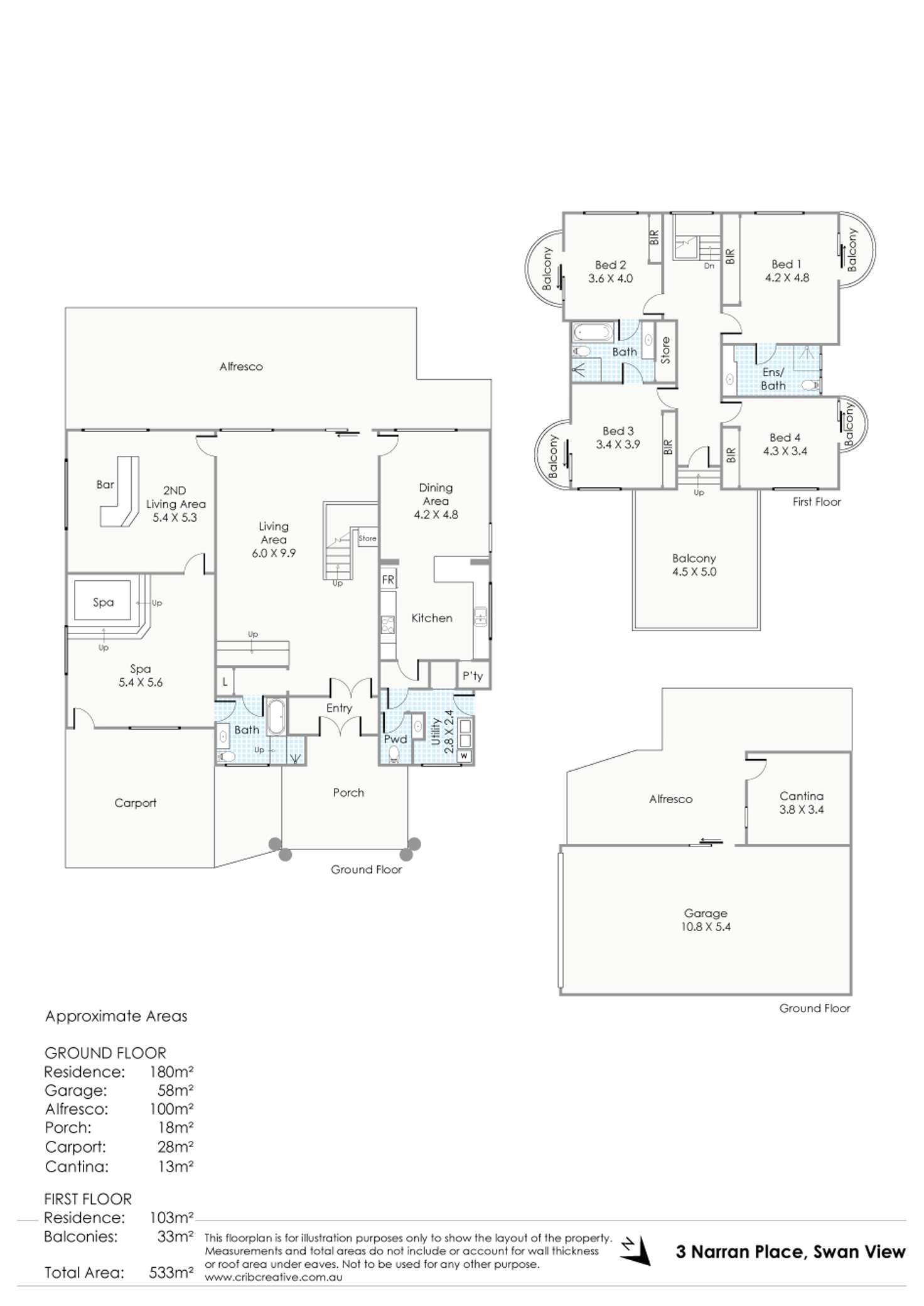 Floorplan of Homely house listing, 3 Narran Place, Swan View WA 6056
