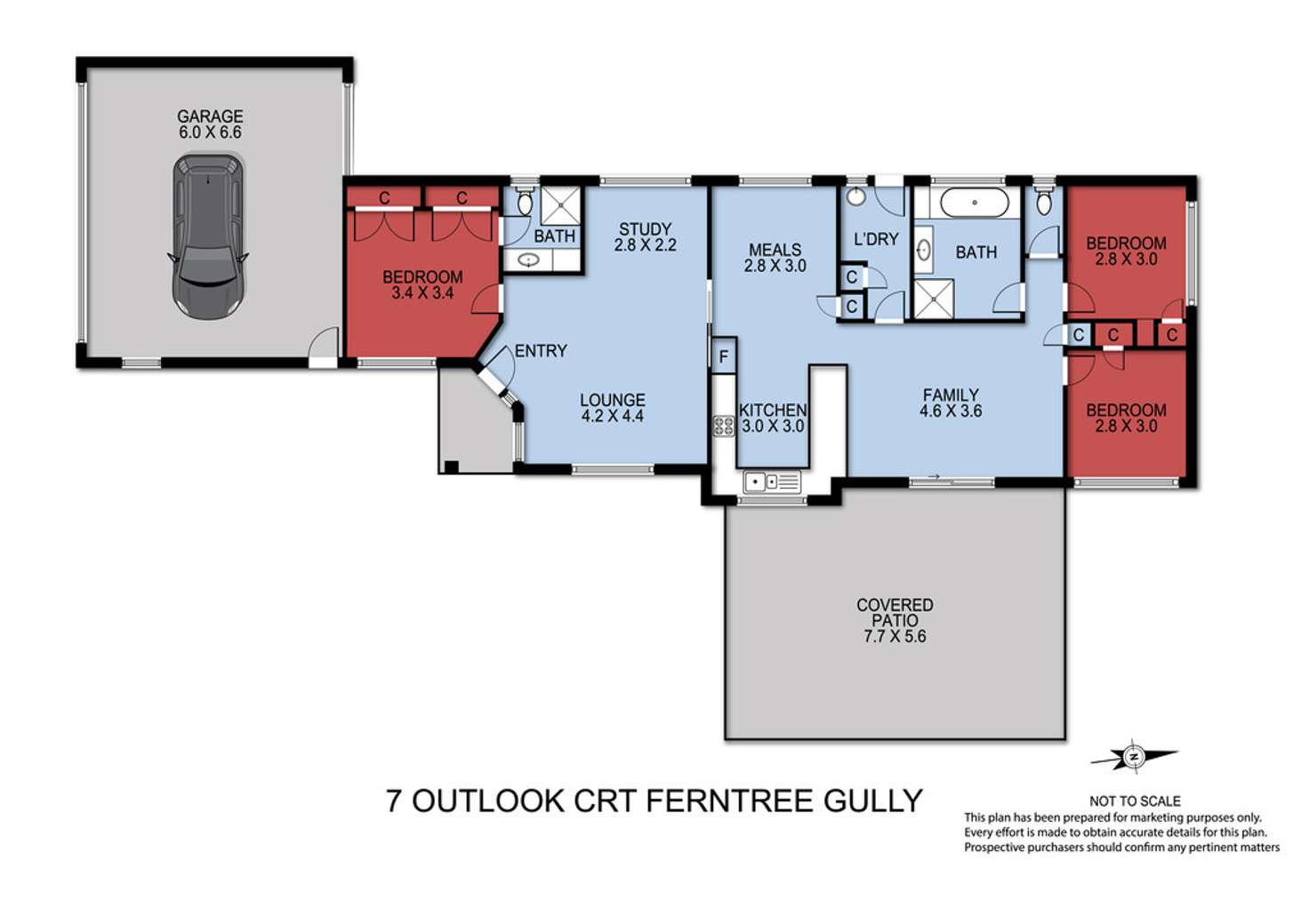 Floorplan of Homely house listing, 7 Outlook Court, Ferntree Gully VIC 3156