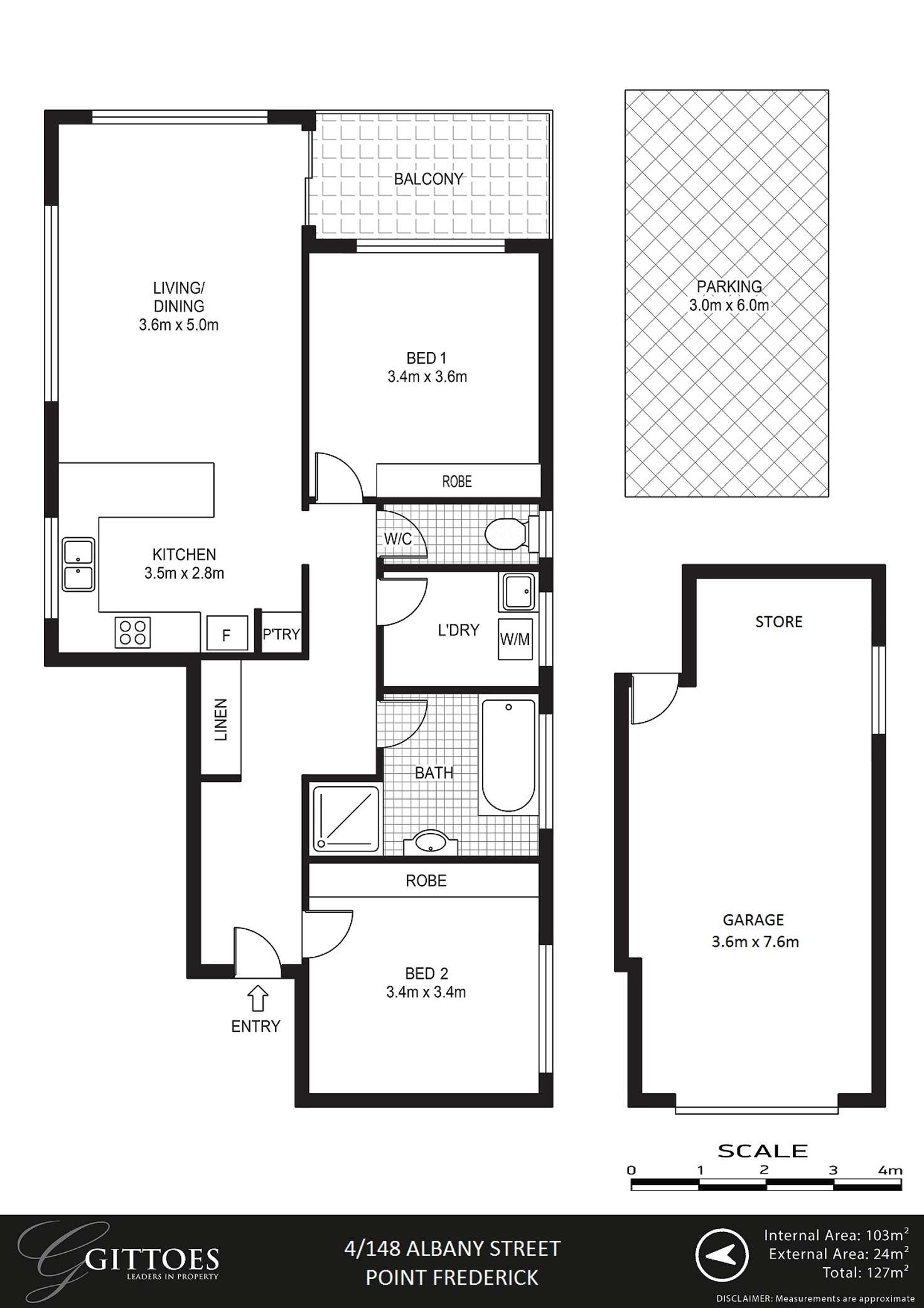 Floorplan of Homely unit listing, 4/148 Albany Street, Point Frederick NSW 2250