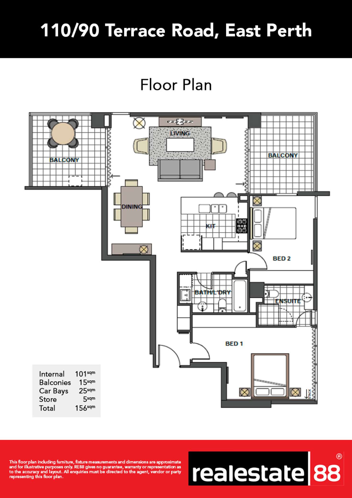 Floorplan of Homely apartment listing, 110/90 Terrace Road, East Perth WA 6004