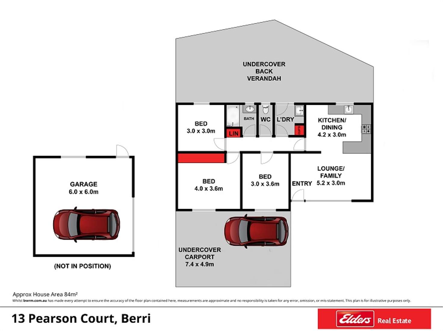 Floorplan of Homely house listing, 13 Pearson Court, Berri SA 5343