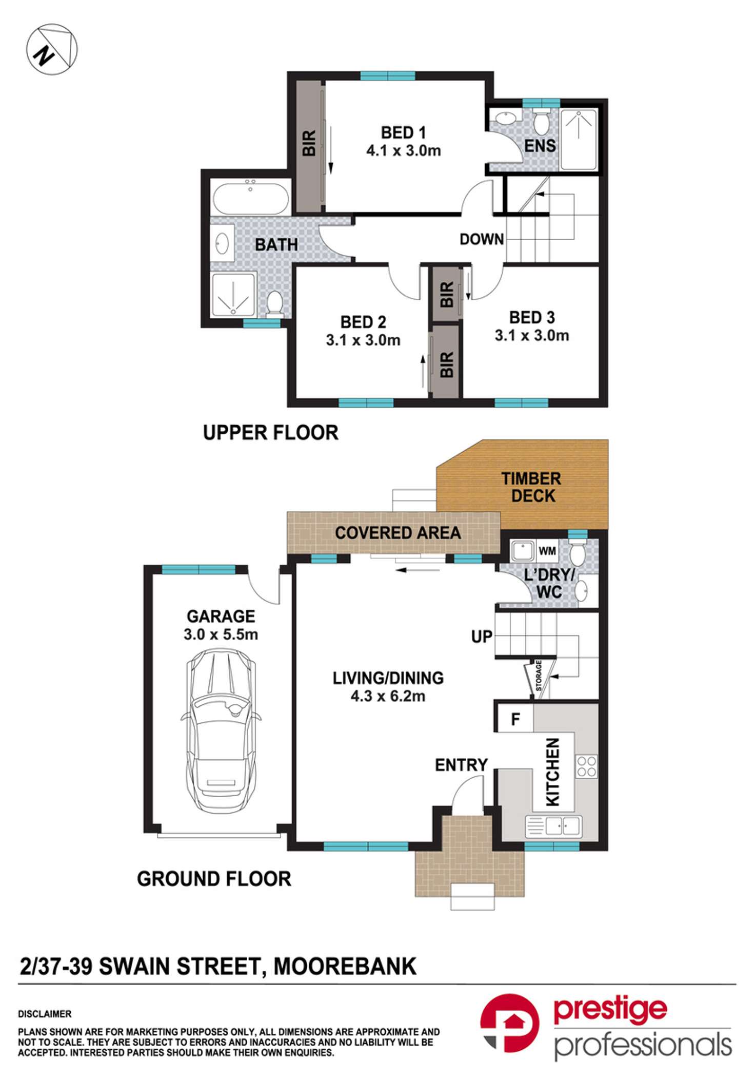 Floorplan of Homely townhouse listing, 2/37-39 Swain Street, Moorebank NSW 2170