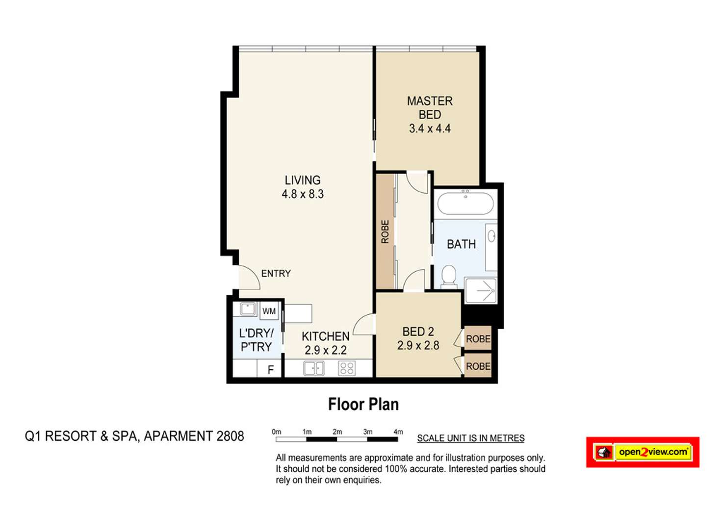 Floorplan of Homely apartment listing, 2808/9 Hamilton Avenue, Surfers Paradise QLD 4217