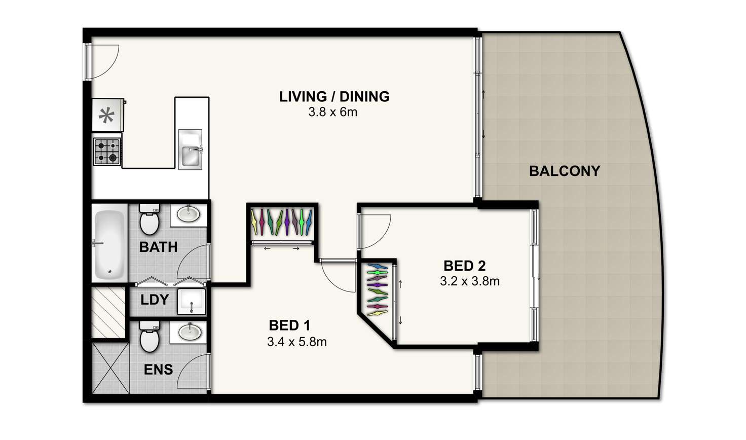 Floorplan of Homely apartment listing, 283/420 Queen Street, Brisbane City QLD 4000