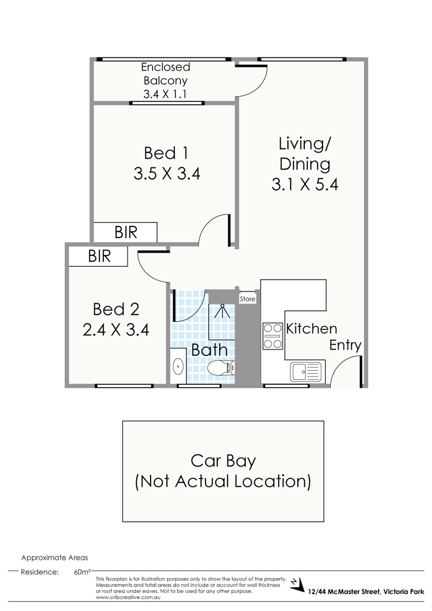 Floorplan of Homely unit listing, 12/44 McMaster Street, Victoria Park WA 6100