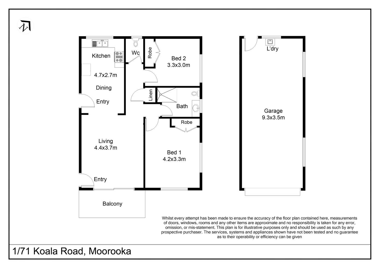 Floorplan of Homely unit listing, 1/71 Koala Rd, Moorooka QLD 4105