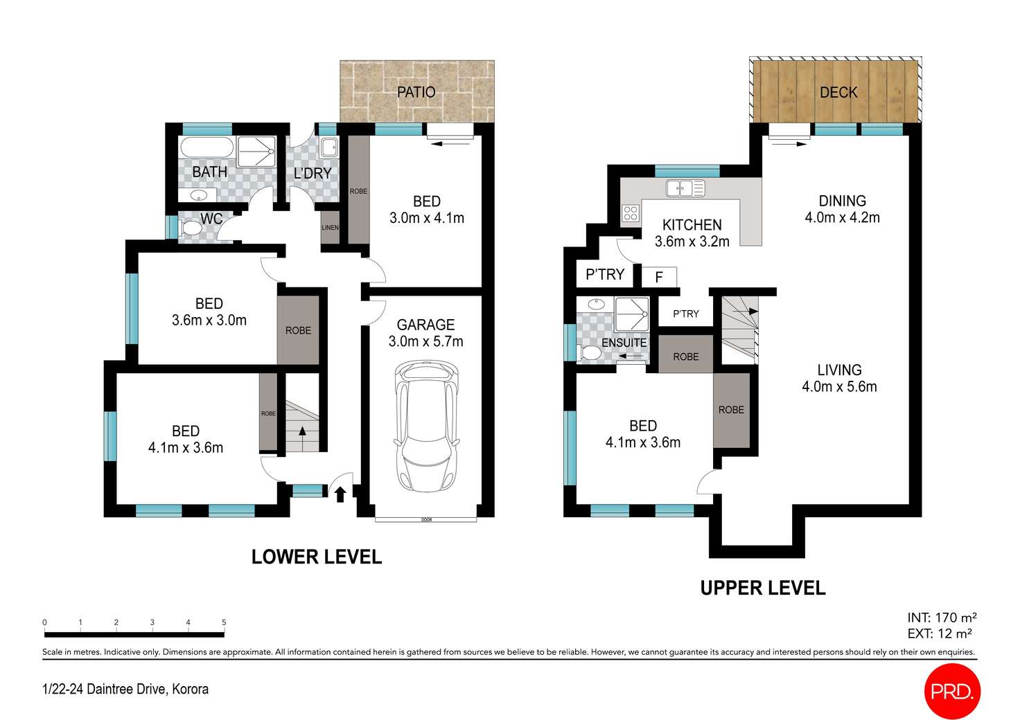 Floorplan of Homely townhouse listing, 1/22-24 Daintree Drive, Korora NSW 2450