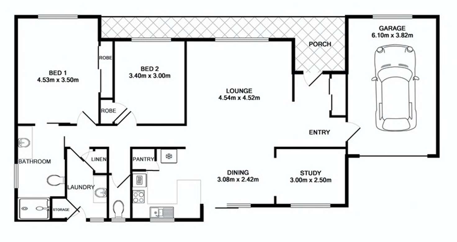 Floorplan of Homely unit listing, 1/1-3 Peppermint Place, Benalla VIC 3672