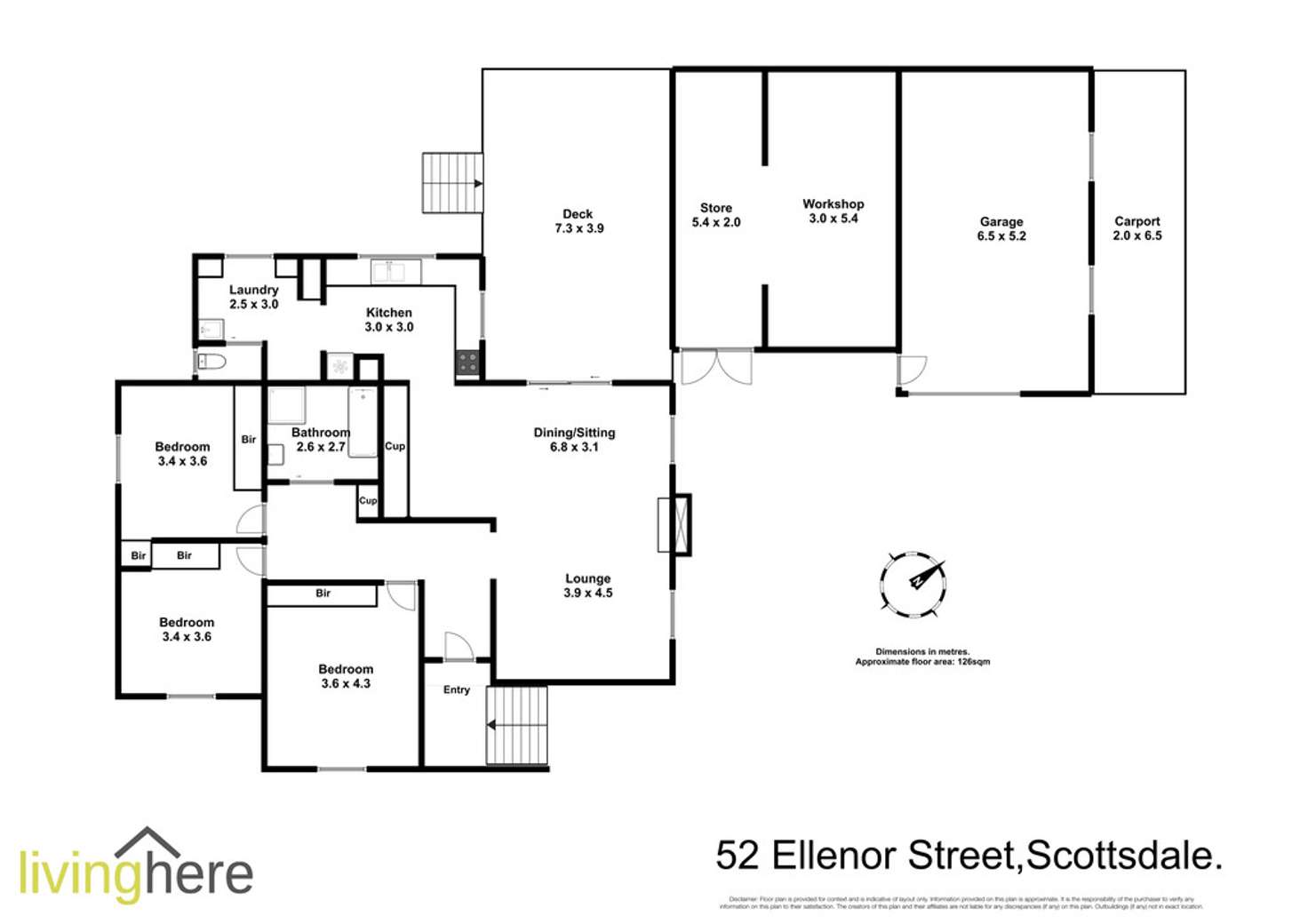 Floorplan of Homely house listing, 52 Ellenor Street, Scottsdale TAS 7260
