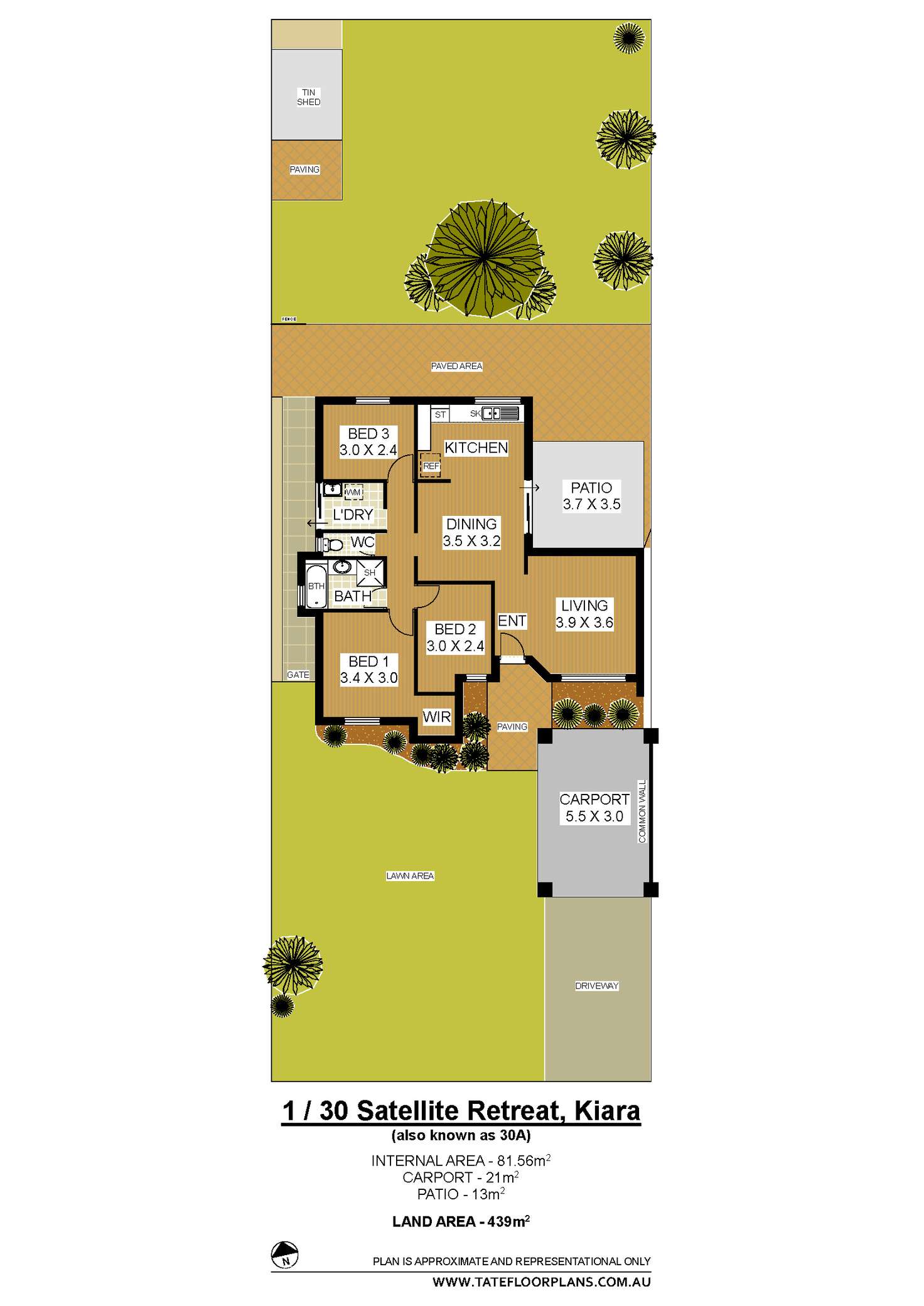 Floorplan of Homely semiDetached listing, 1/30 Satellite Retreat, Kiara WA 6054