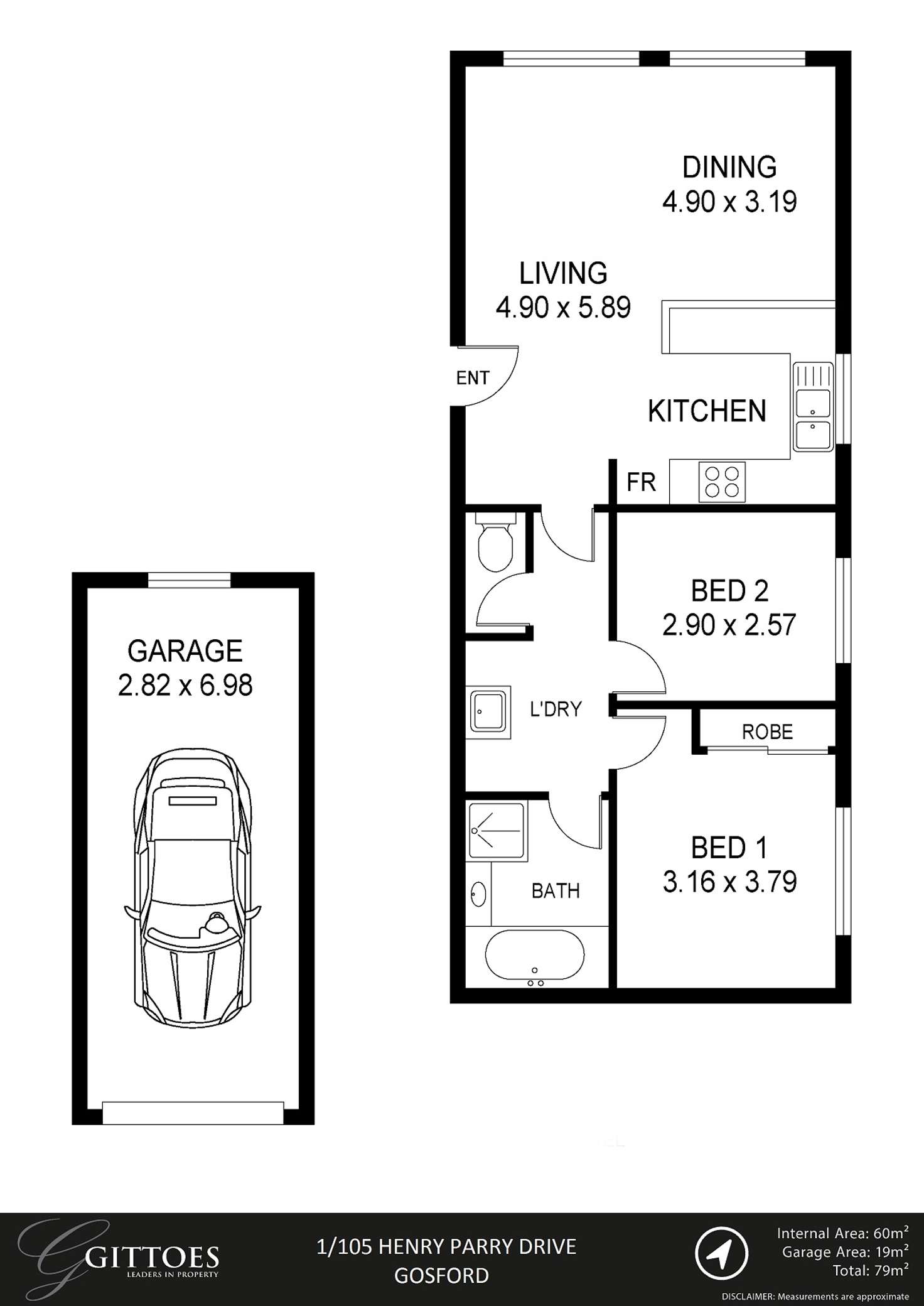 Floorplan of Homely unit listing, 1/105 Henry Parry Drive, Gosford NSW 2250