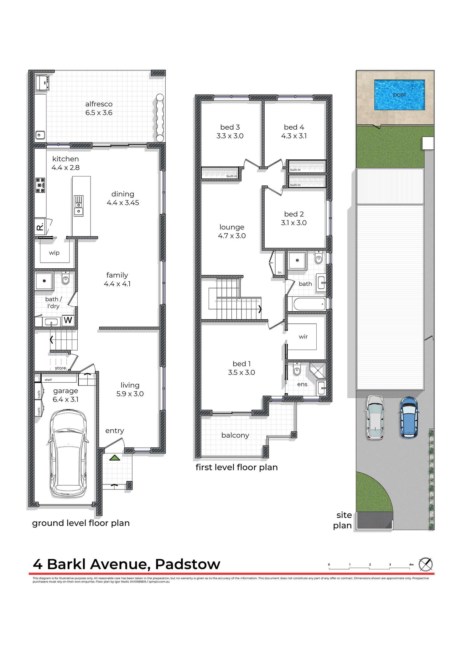 Floorplan of Homely semiDetached listing, 4 Barkl Avenue, Padstow NSW 2211