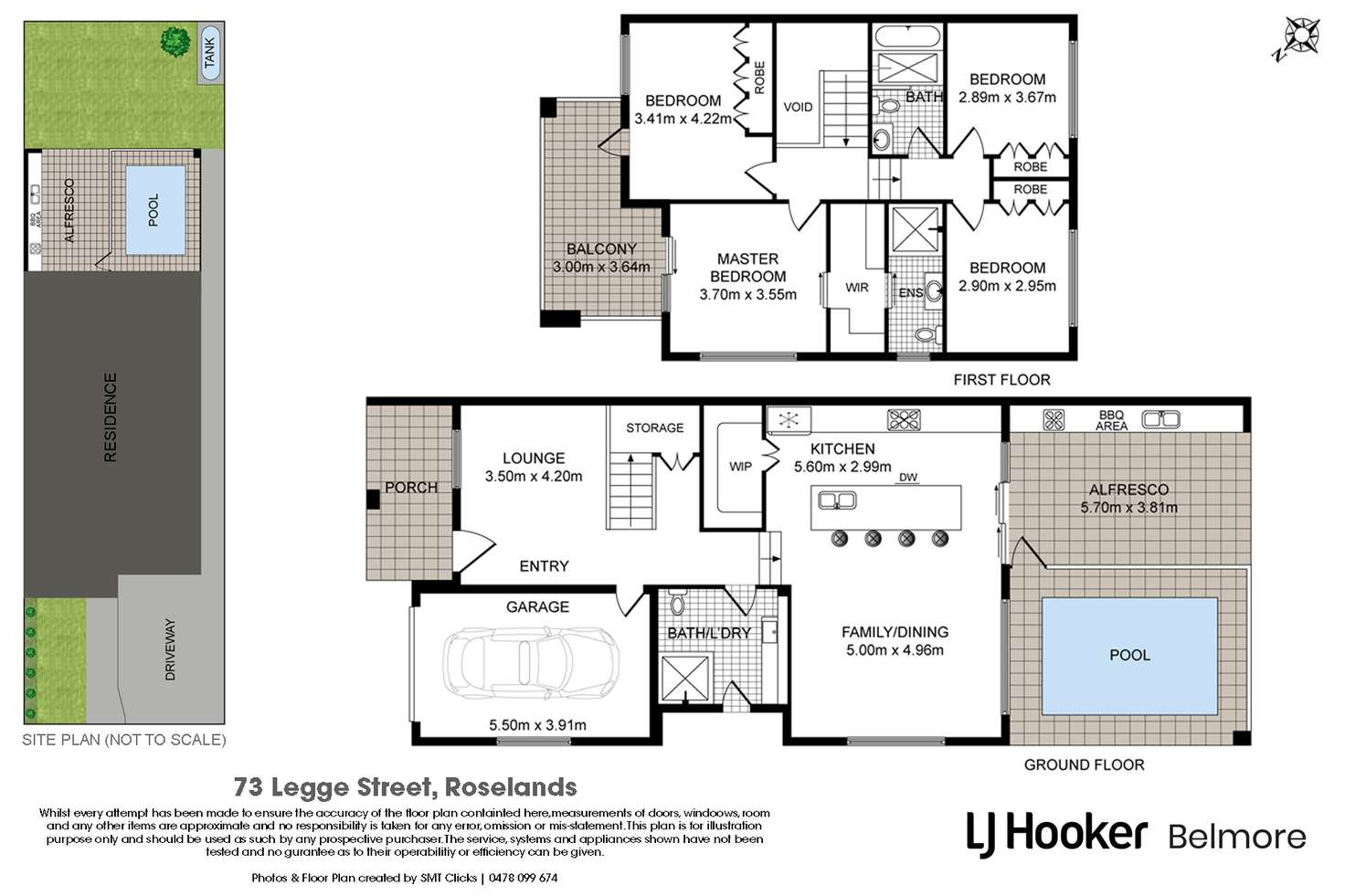 Floorplan of Homely semiDetached listing, 73 Legge Street, Roselands NSW 2196