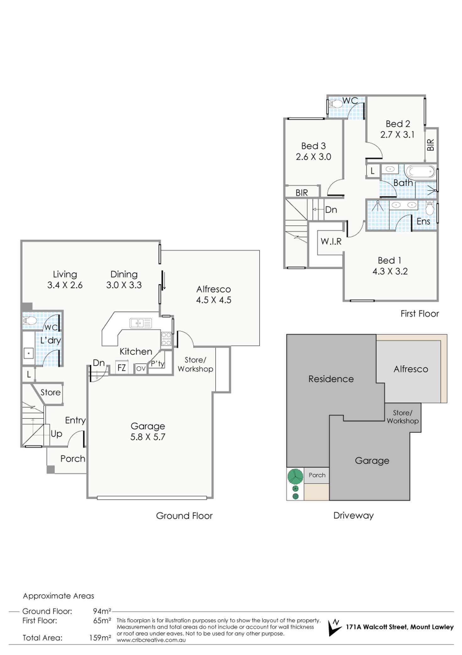 Floorplan of Homely townhouse listing, 171A Walcott Street, Mount Lawley WA 6050