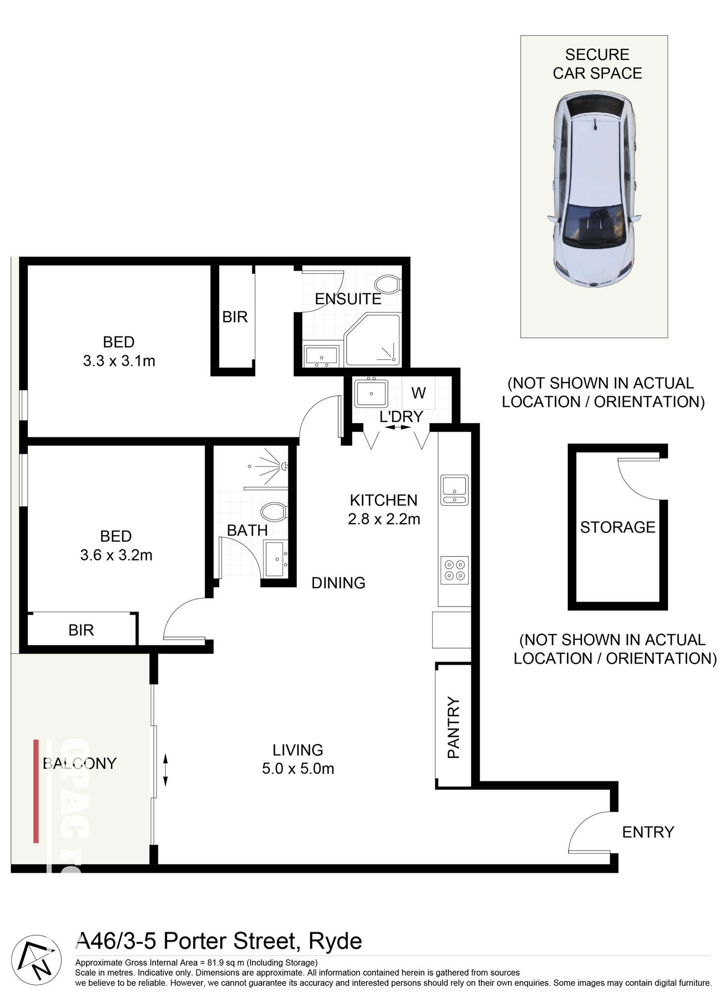 Floorplan of Homely apartment listing, A46/3-5 Porter Street, Ryde NSW 2112