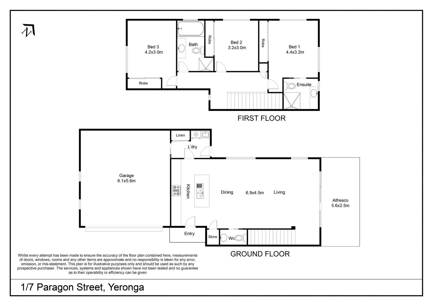 Floorplan of Homely townhouse listing, 1/7 Paragon St, Yeronga QLD 4104