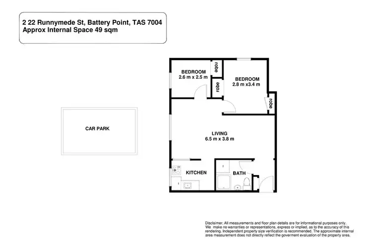 Floorplan of Homely apartment listing, 2/22 Runnymede Street, Battery Point TAS 7004
