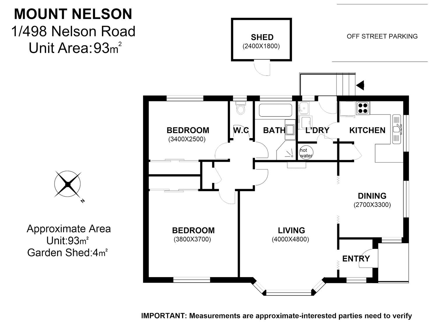 Floorplan of Homely unit listing, 1/498 Nelson Road, Mount Nelson TAS 7007