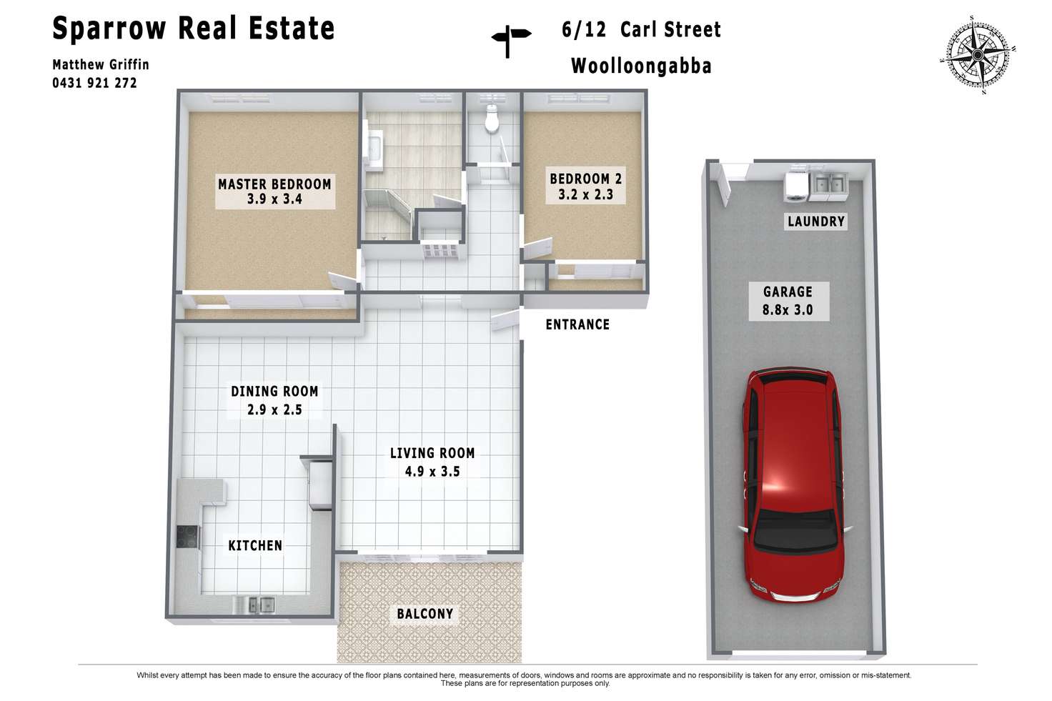 Floorplan of Homely unit listing, 6/12 Carl Street, Woolloongabba QLD 4102