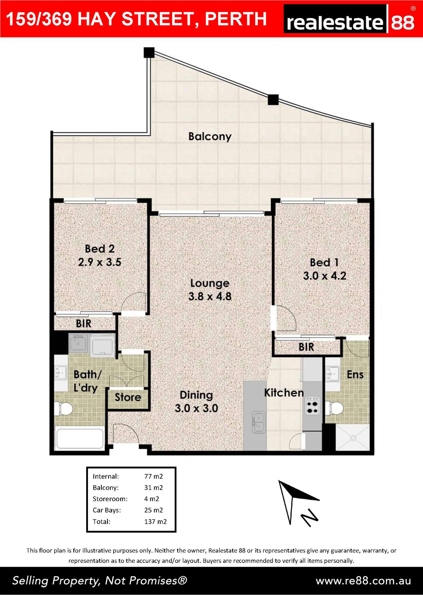 Floorplan of Homely apartment listing, 159/369 Hay Street, Perth WA 6000