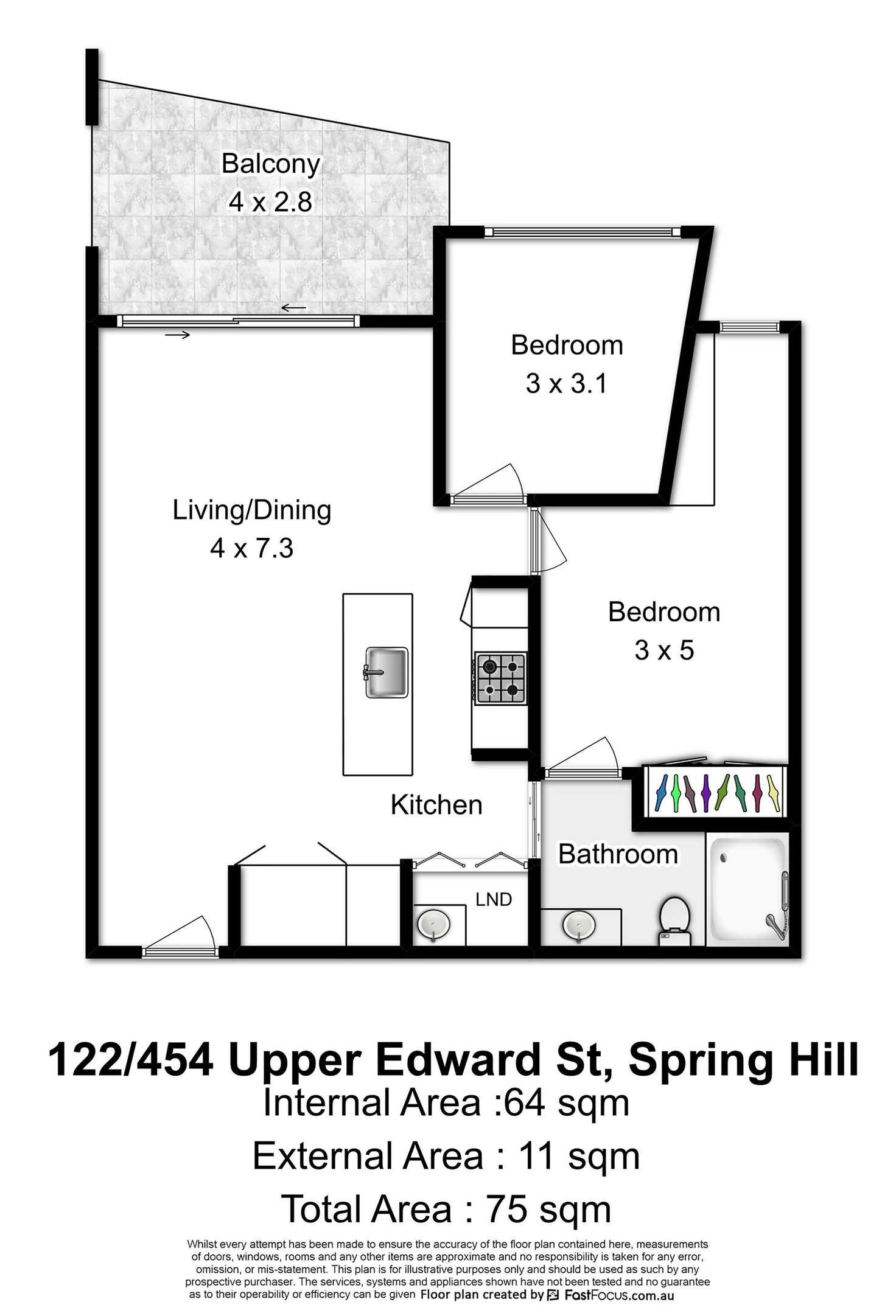 Floorplan of Homely apartment listing, 132/454 Upper Edward Street, Spring Hill QLD 4000