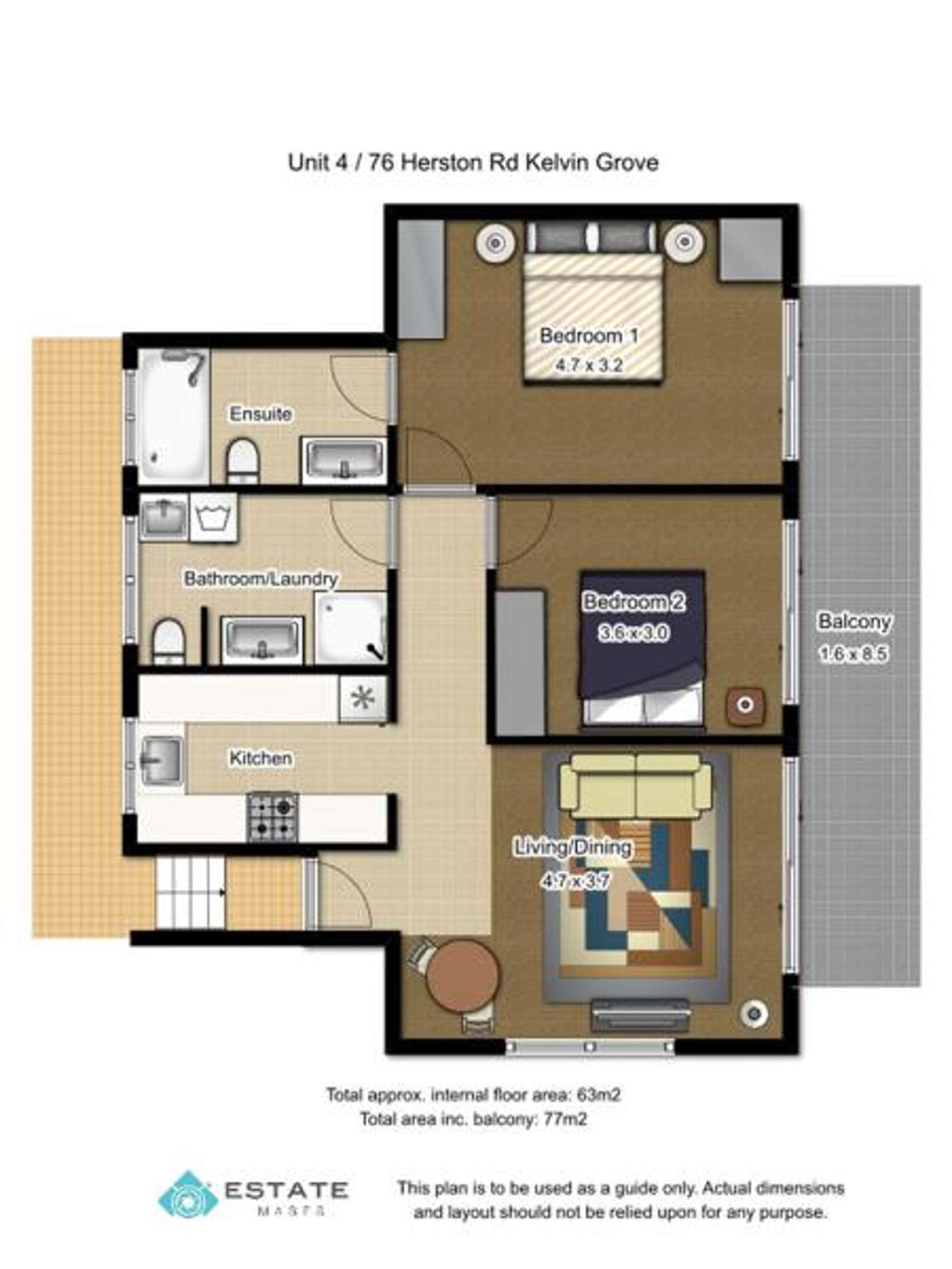 Floorplan of Homely unit listing, 7/76 Herston Road, Kelvin Grove QLD 4059