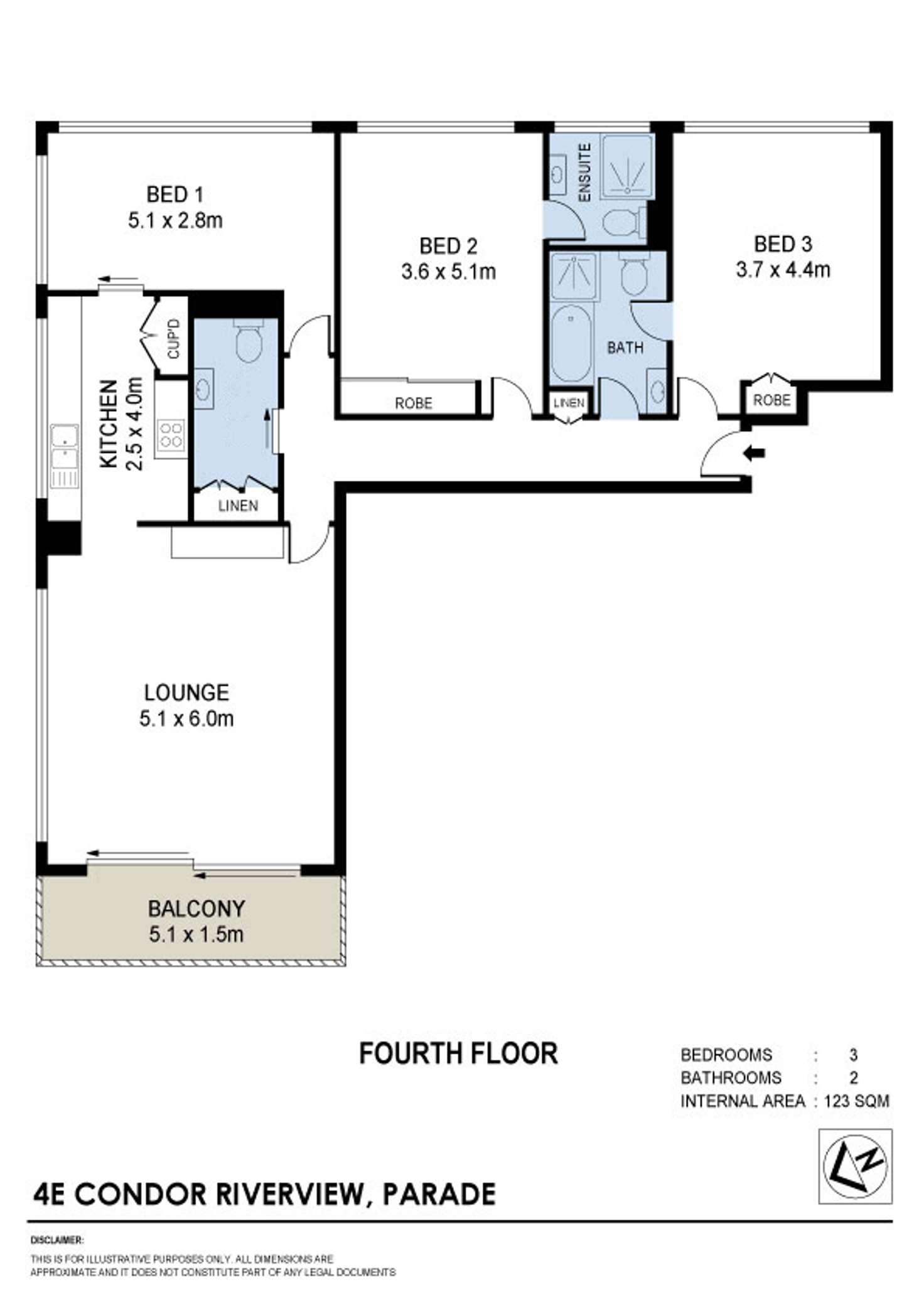 Floorplan of Homely apartment listing, 4E/2 Riverview Parade, Surfers Paradise QLD 4217