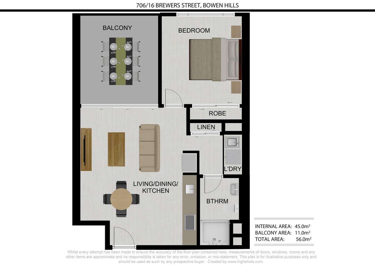 Floorplan of Homely apartment listing, 706/16 Brewers Street, Bowen Hills QLD 4006