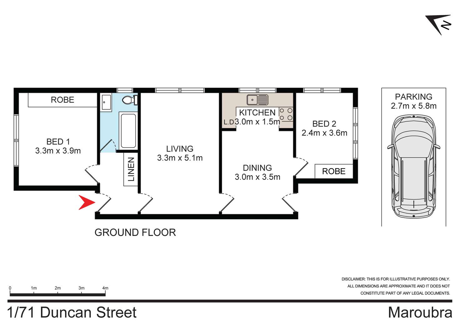 Floorplan of Homely unit listing, 1/71 Duncan Street, Maroubra NSW 2035