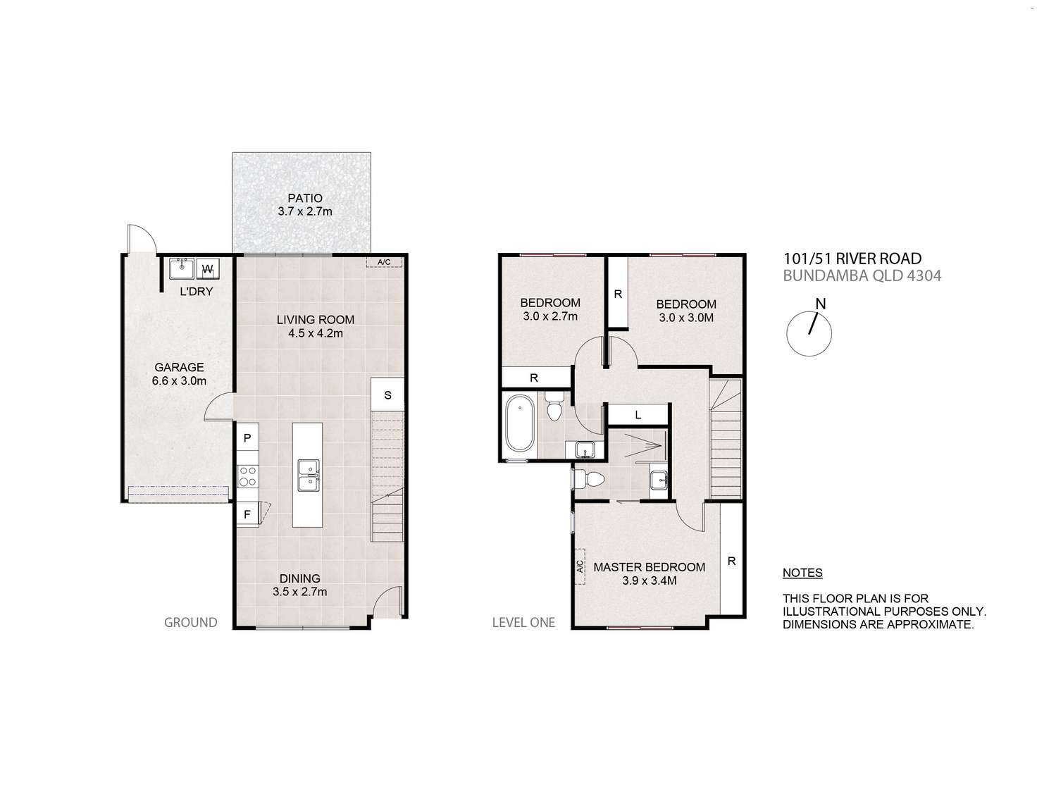 Floorplan of Homely townhouse listing, 101/51 River Road, Bundamba QLD 4304