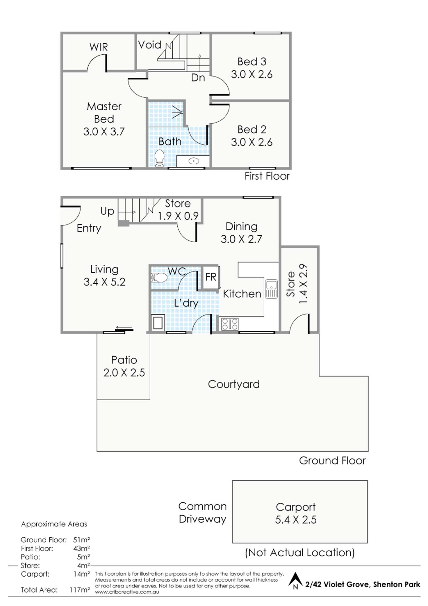 Floorplan of Homely townhouse listing, 2/42 Violet Grove, Shenton Park WA 6008
