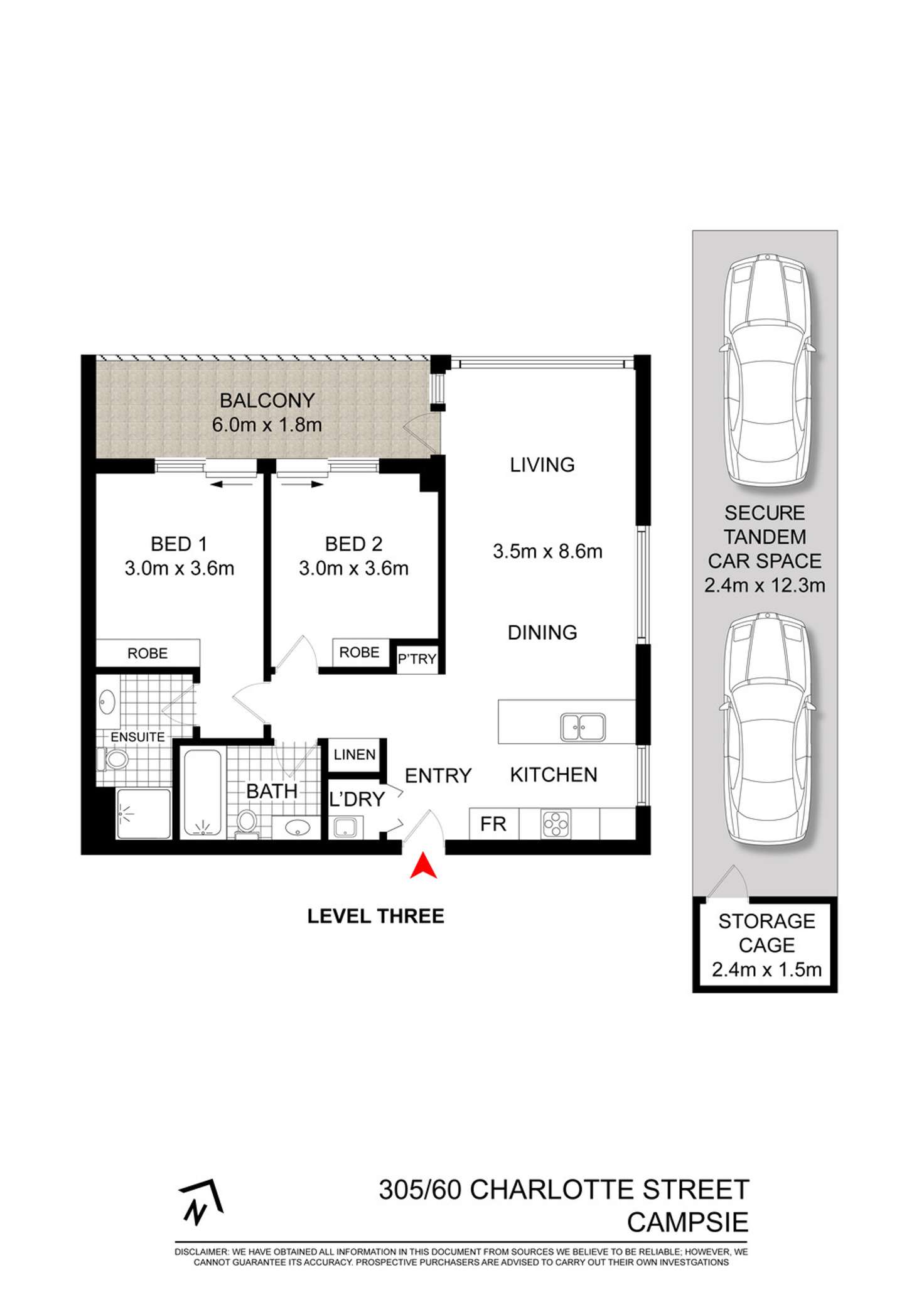 Floorplan of Homely apartment listing, 305/60 Charlotte Street, Campsie NSW 2194