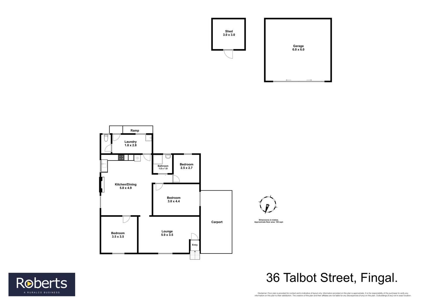 Floorplan of Homely house listing, 36 Talbot Street, Fingal TAS 7214
