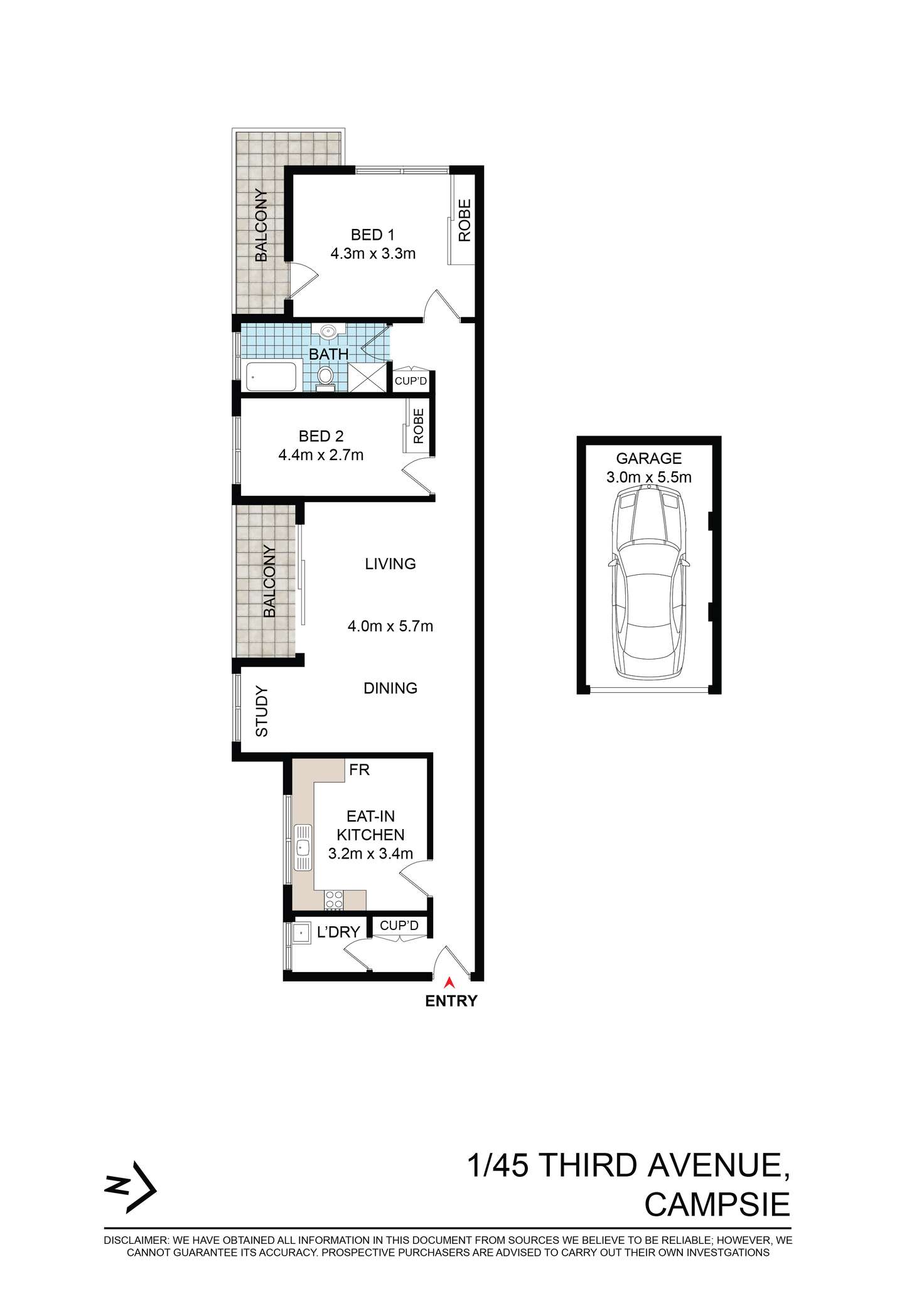 Floorplan of Homely apartment listing, 1/45 Third Avenue, Campsie NSW 2194
