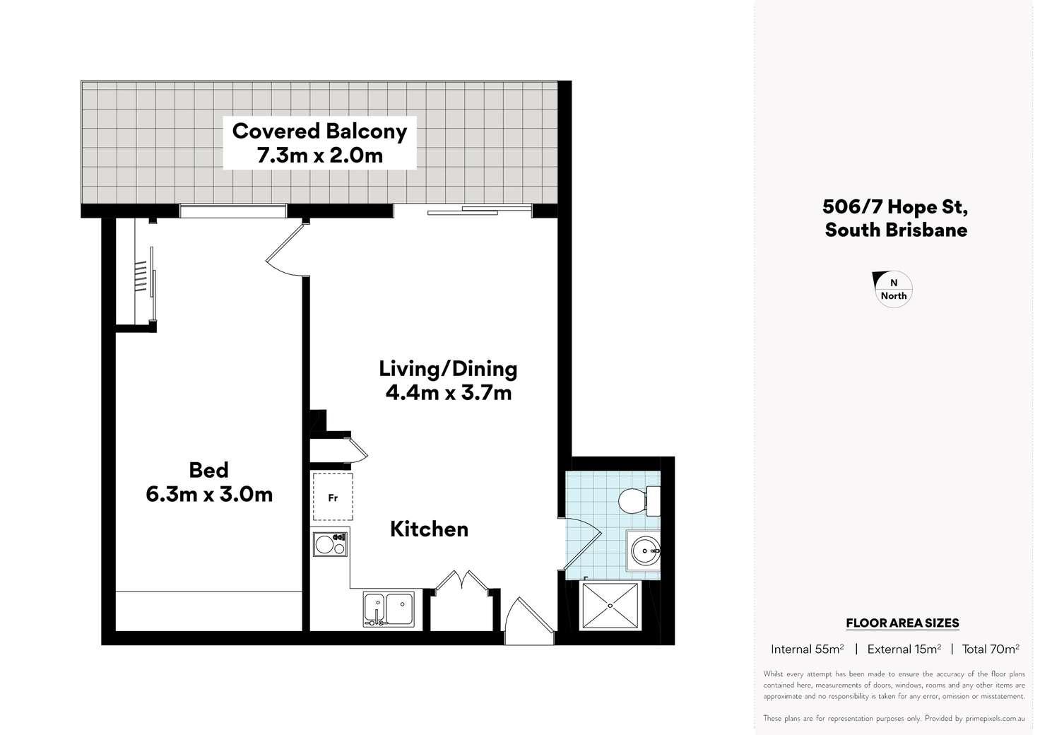 Floorplan of Homely apartment listing, 506/7 Hope Street, South Brisbane QLD 4101